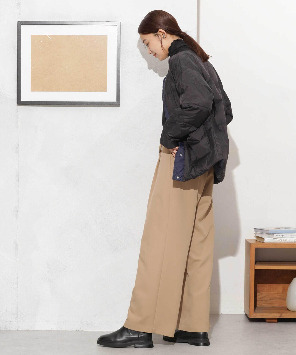 撥水加工ライトダウン リバーシブルノーカラージャケット