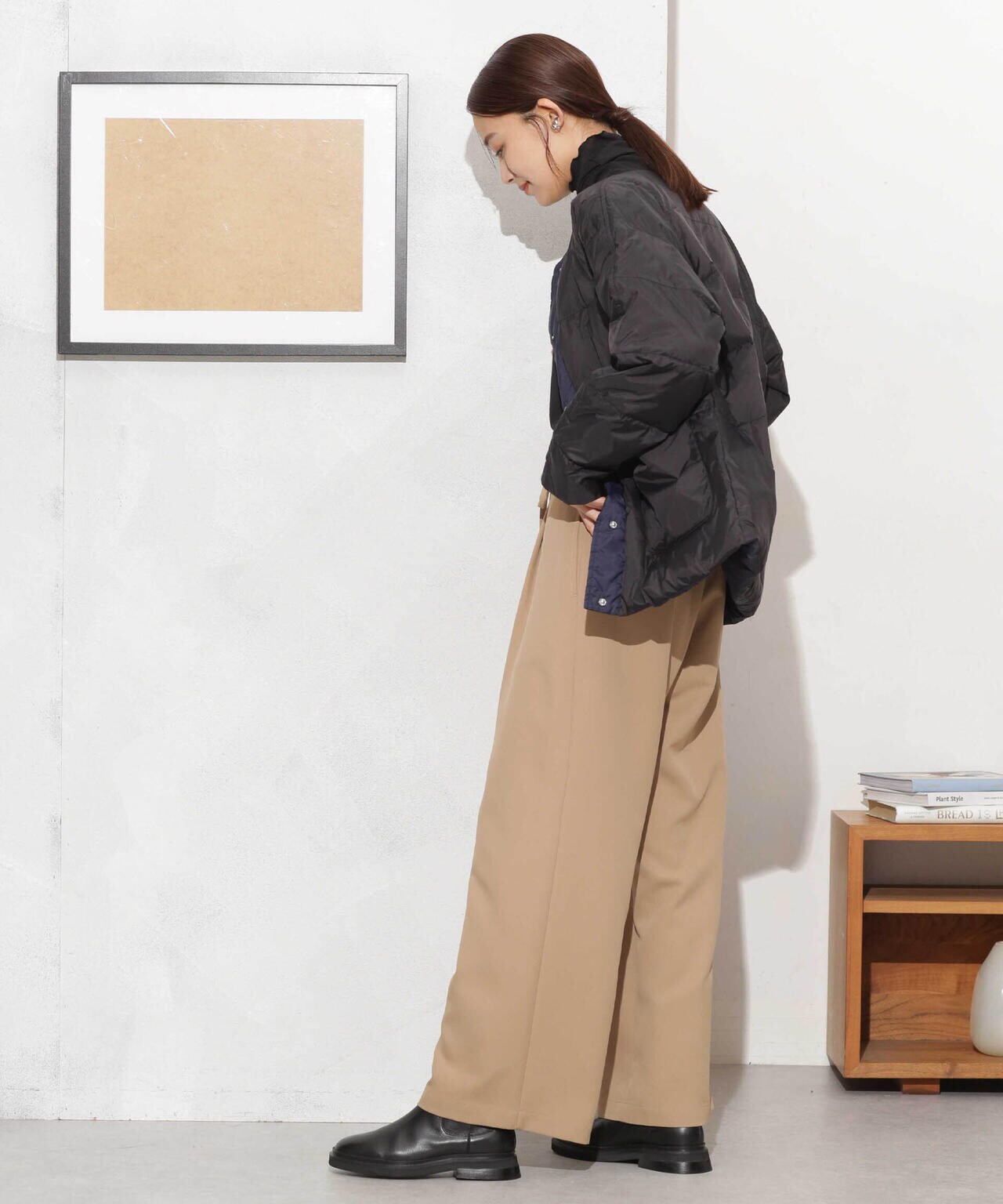 撥水加工ライトダウン リバーシブルノーカラージャケット