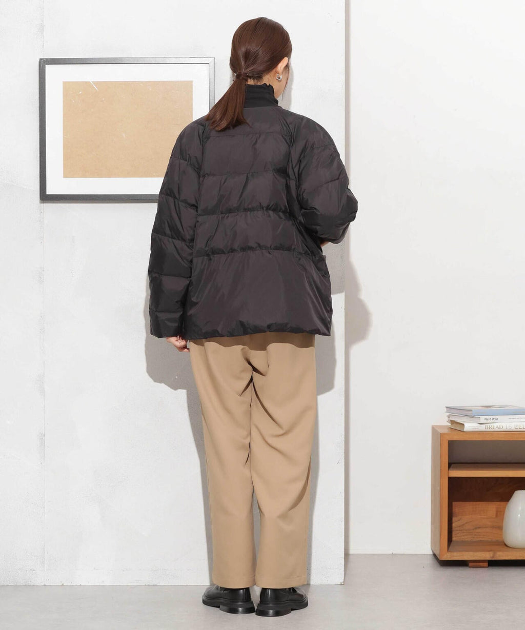 撥水加工ライトダウン リバーシブルノーカラージャケット