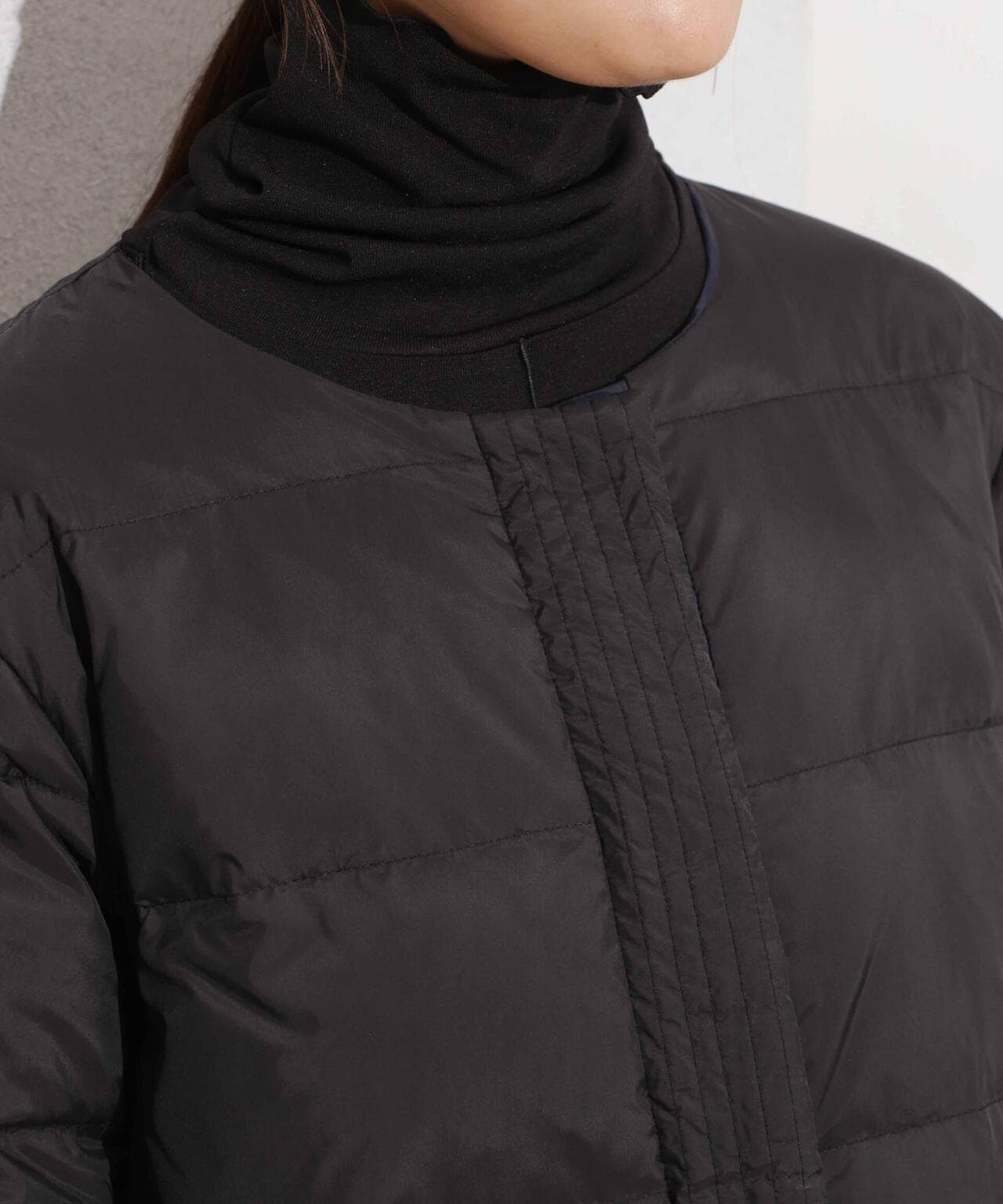 撥水加工ライトダウン リバーシブルノーカラージャケット