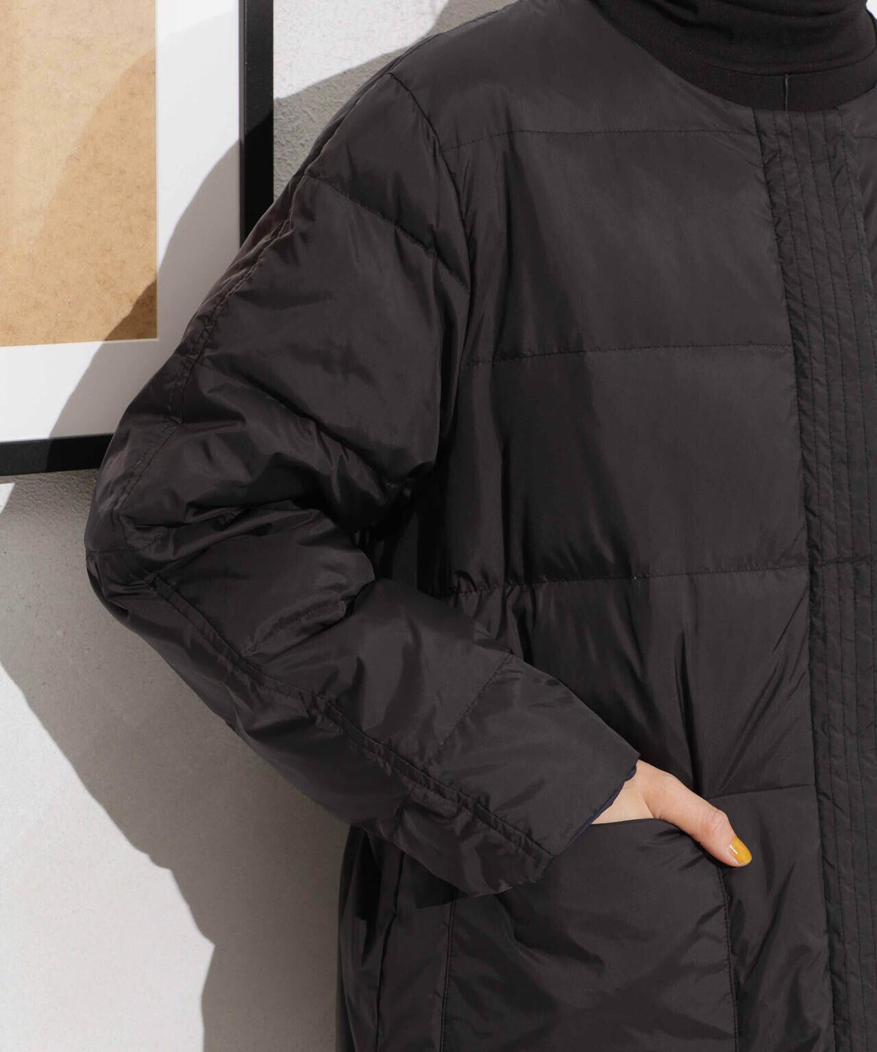撥水加工ライトダウン リバーシブルノーカラージャケット