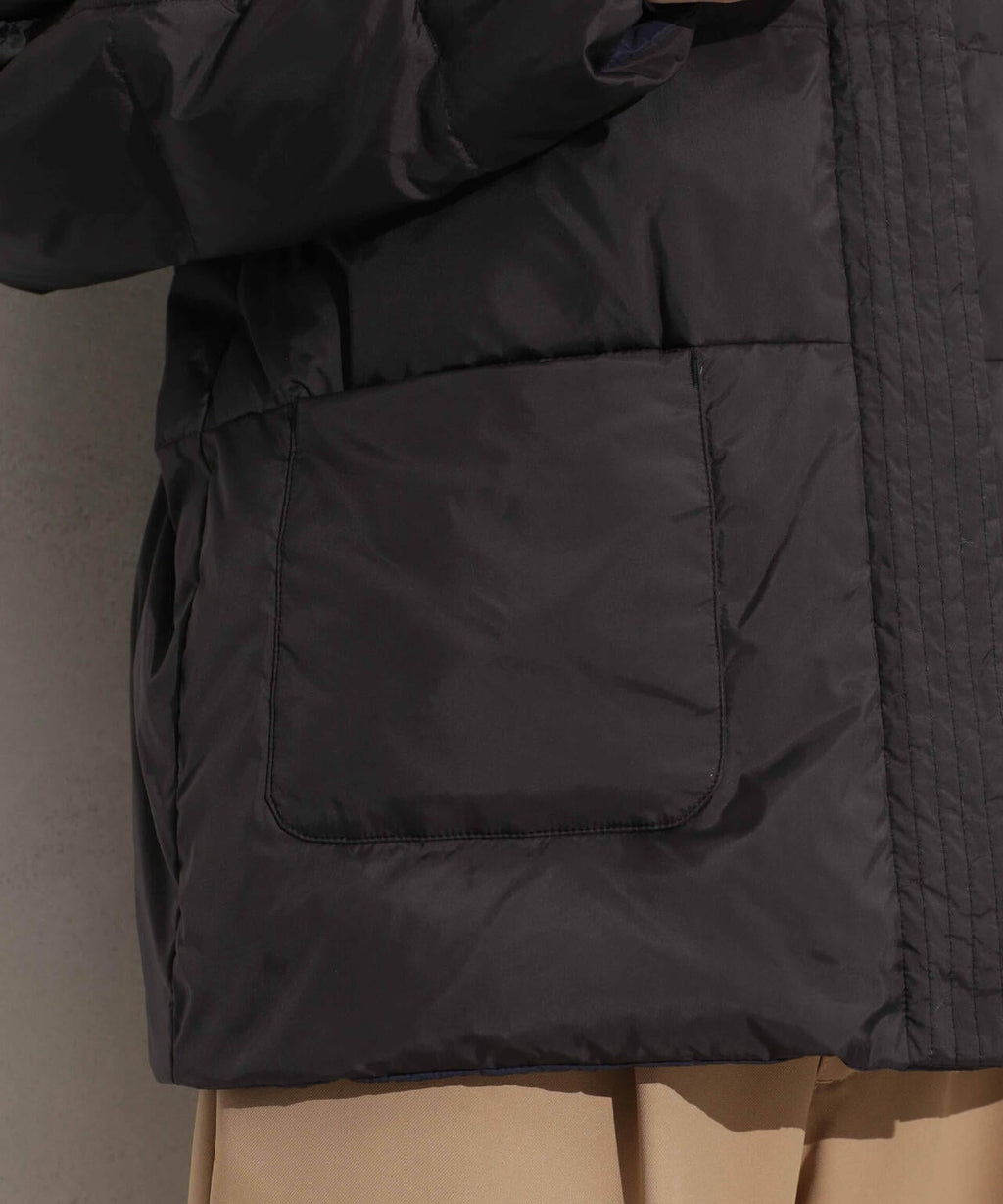 撥水加工ライトダウン リバーシブルノーカラージャケット