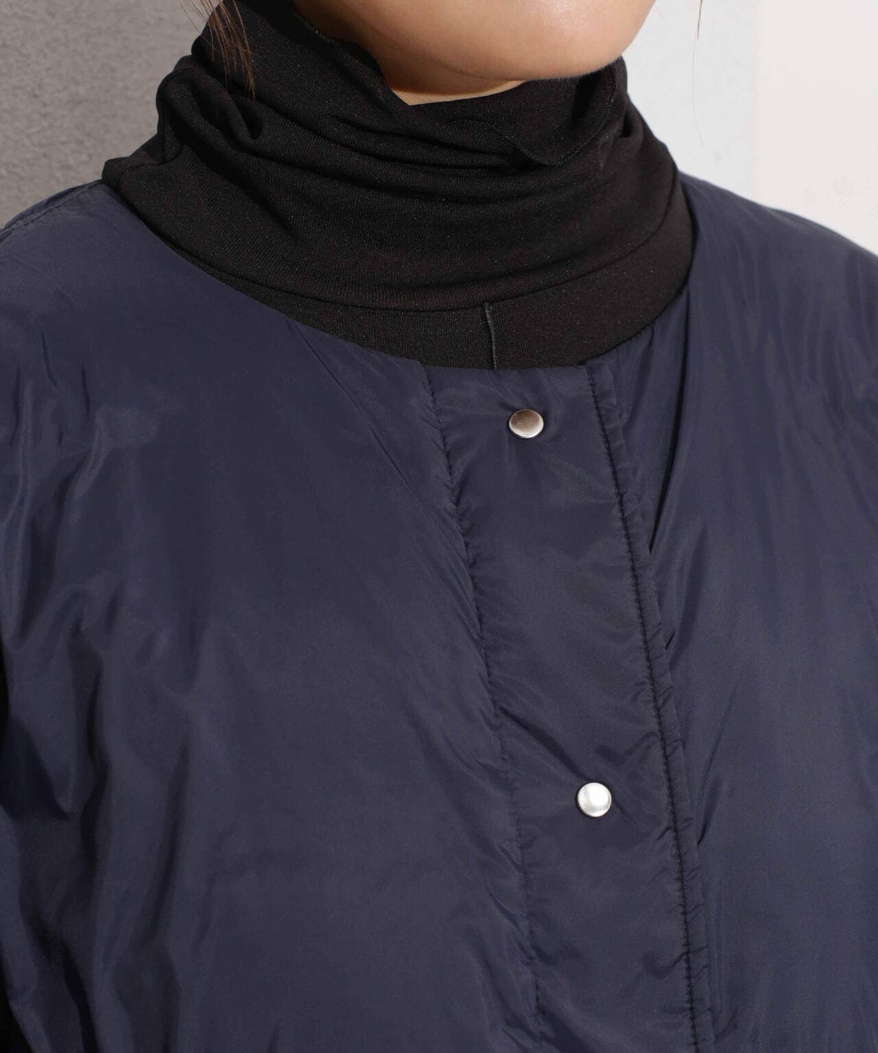 撥水加工ライトダウン リバーシブルノーカラージャケット