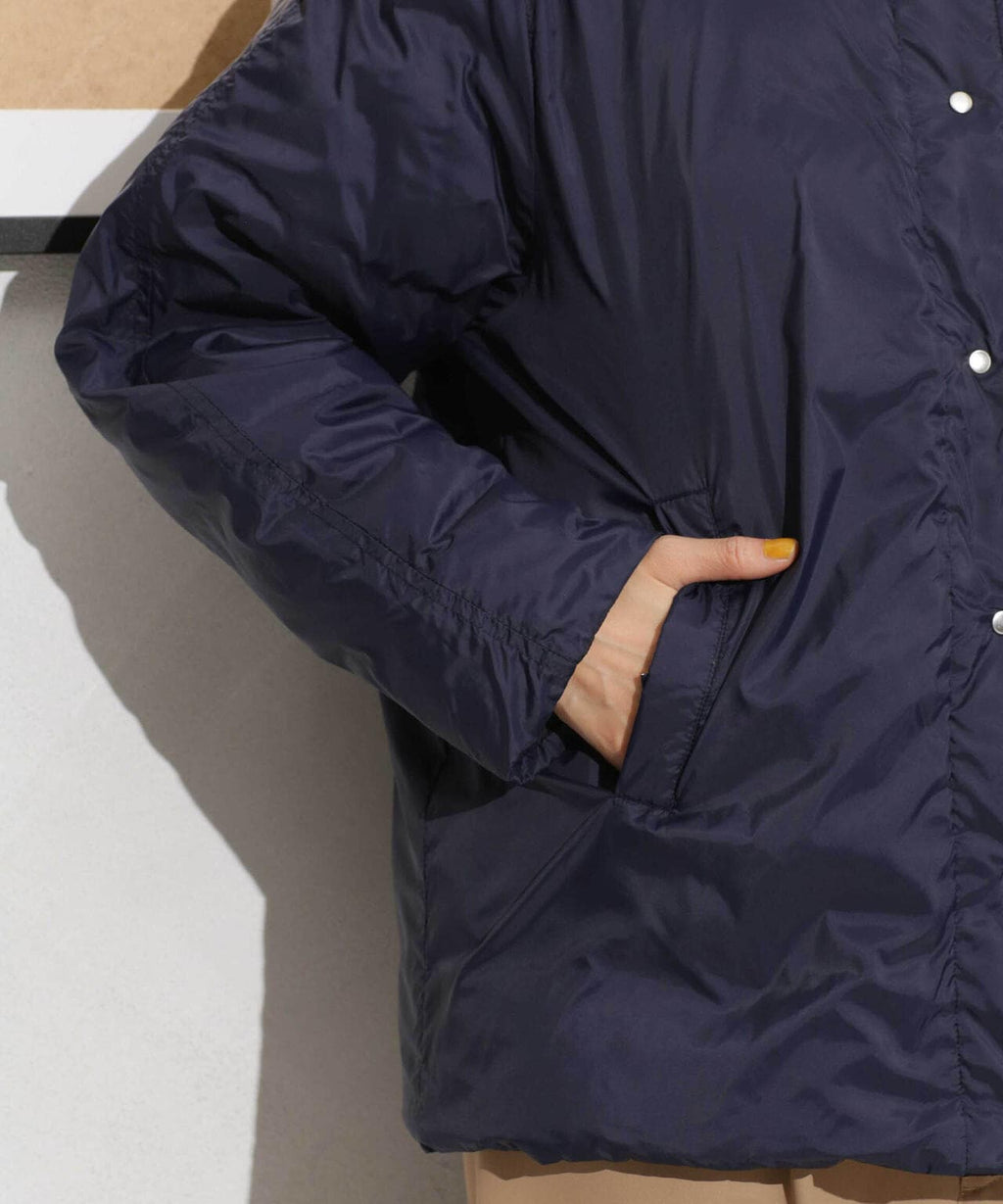 撥水加工ライトダウン リバーシブルノーカラージャケット