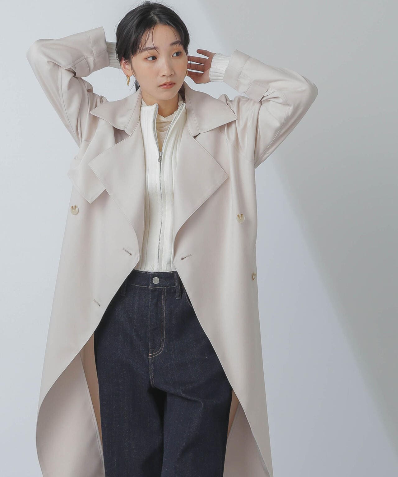 撥水＆花粉ガード加工ドルマンソフトトレンチコート