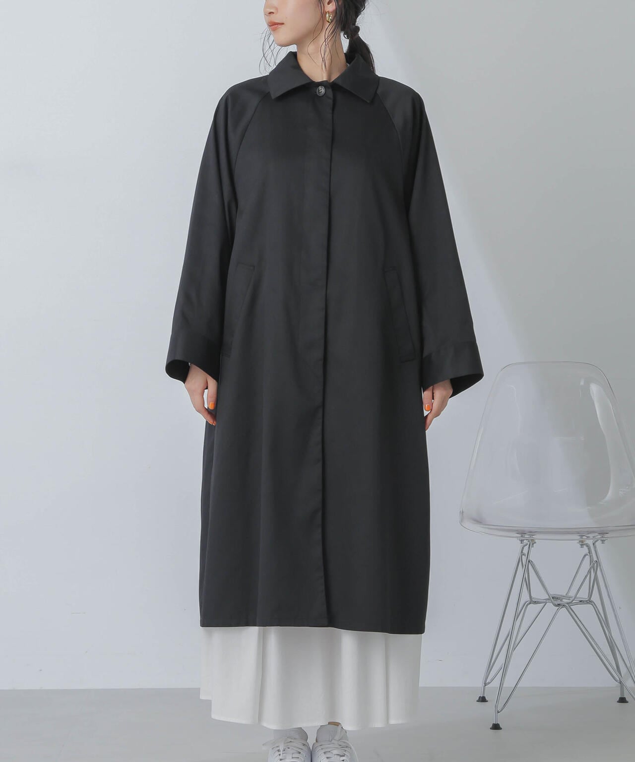 撥水＆花粉ガード加工2way衿ステンカラーコート