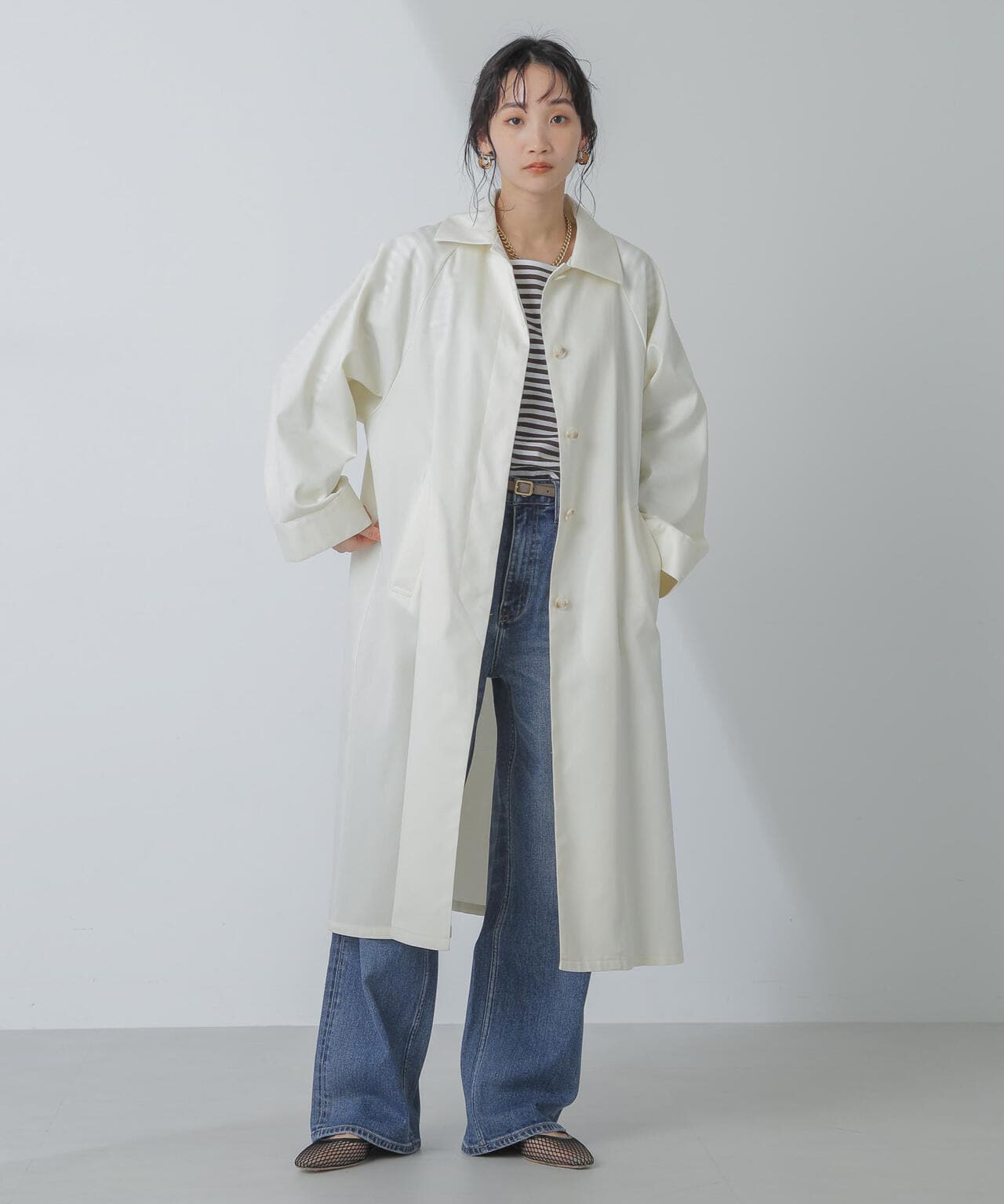 撥水＆花粉ガード加工2way衿ステンカラーコート