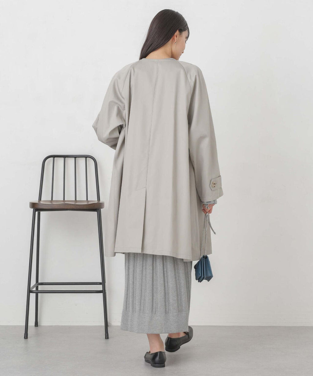 撥水＆花粉ガード加工ノーカラーAラインコート