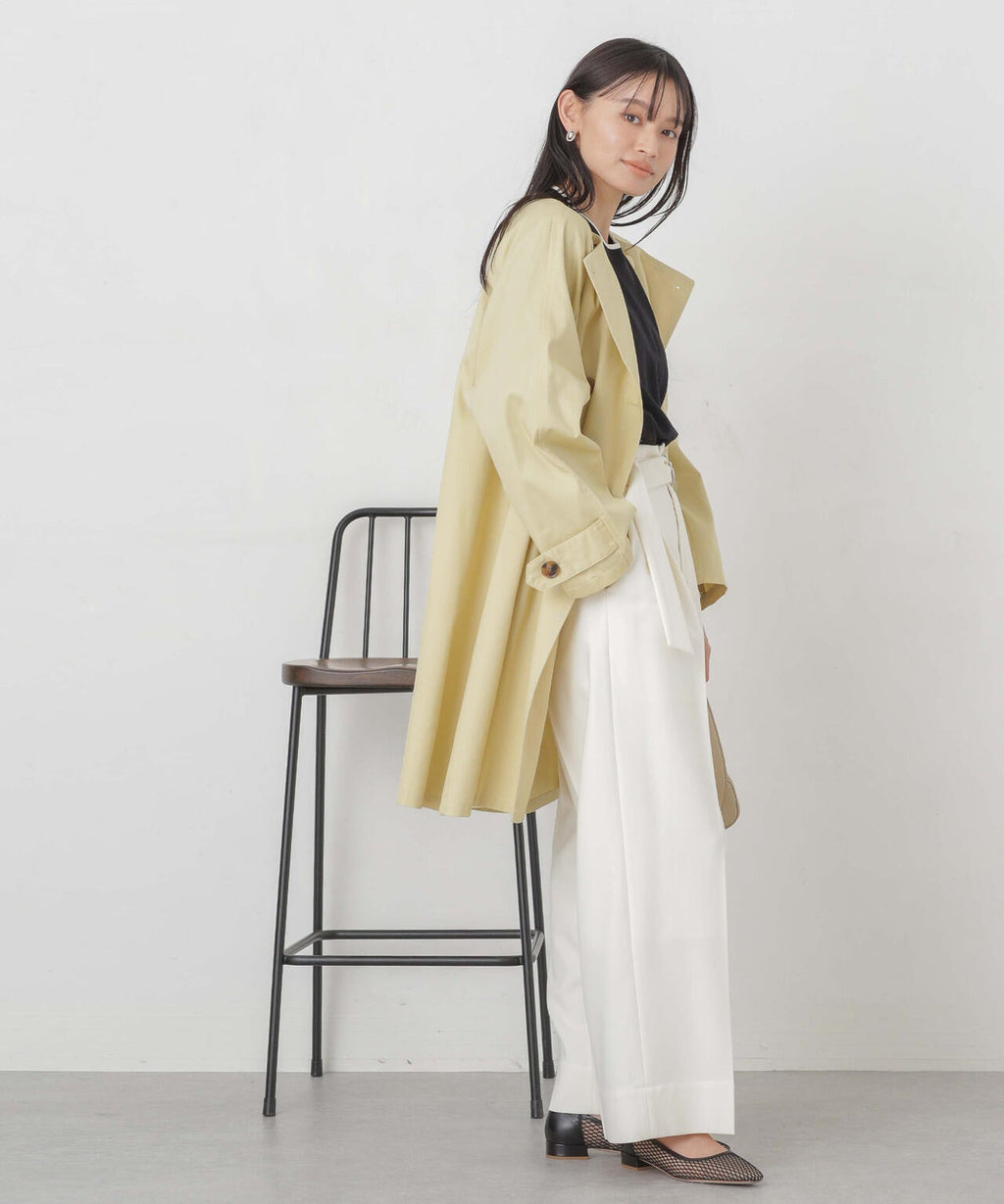 撥水＆花粉ガード加工ノーカラーAラインコート