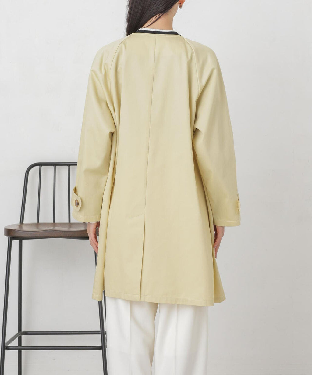 撥水＆花粉ガード加工ノーカラーAラインコート