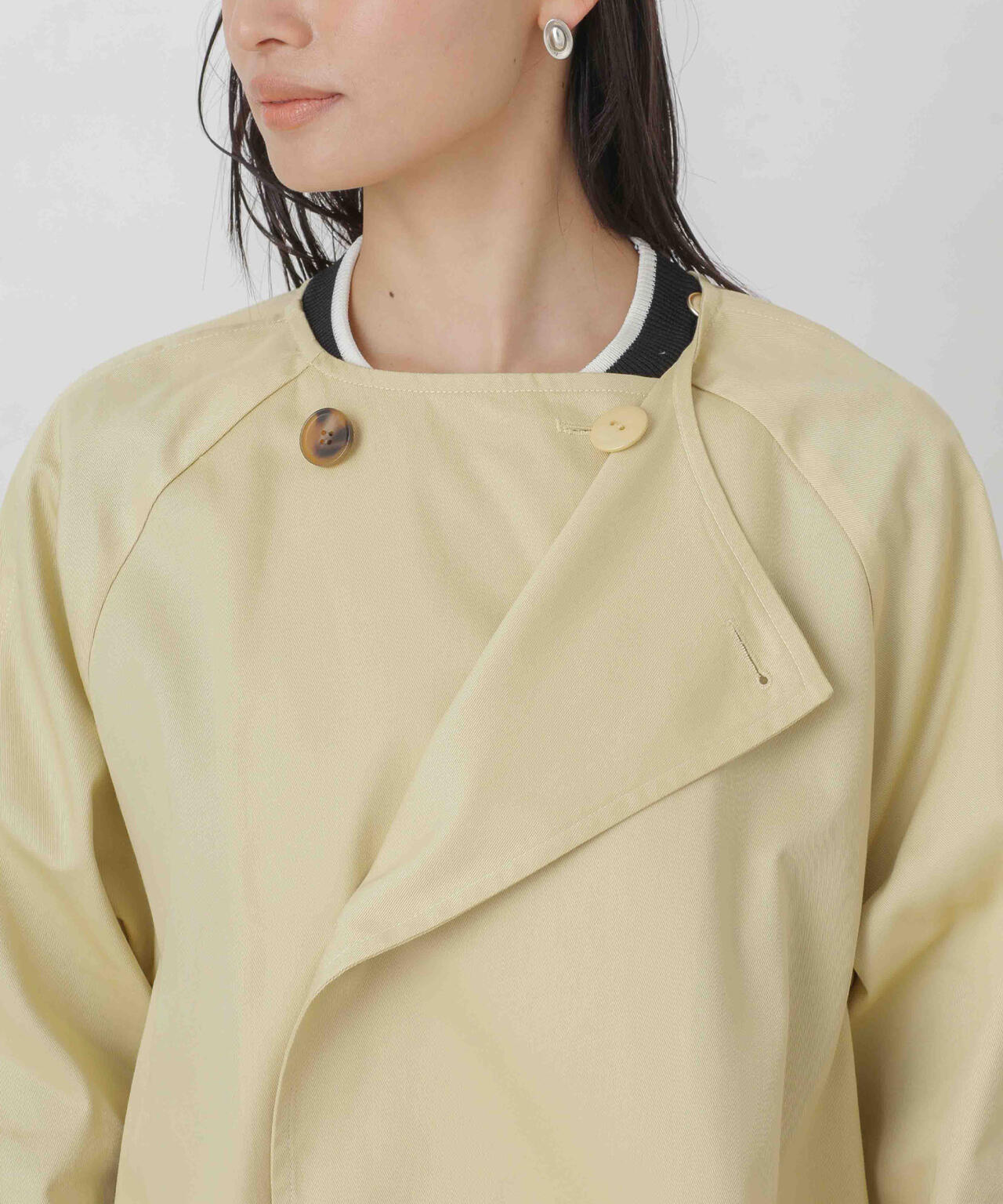 撥水＆花粉ガード加工ノーカラーAラインコート