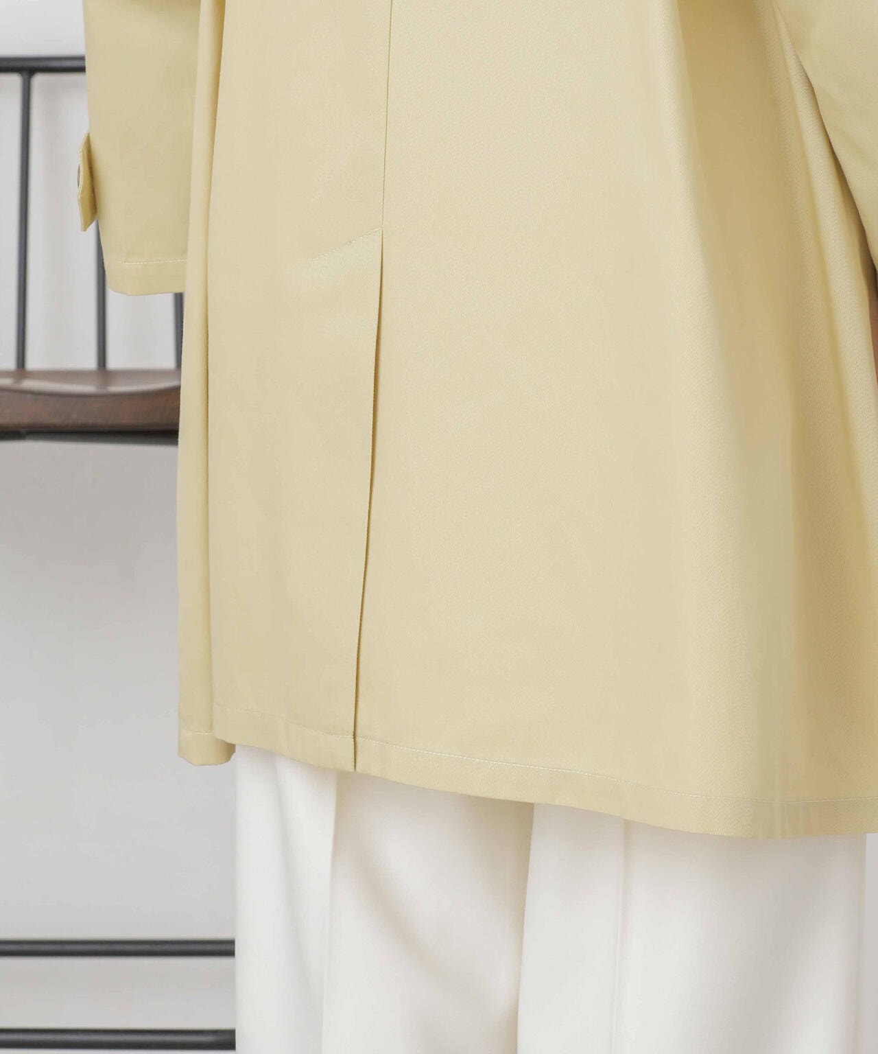 撥水＆花粉ガード加工ノーカラーAラインコート