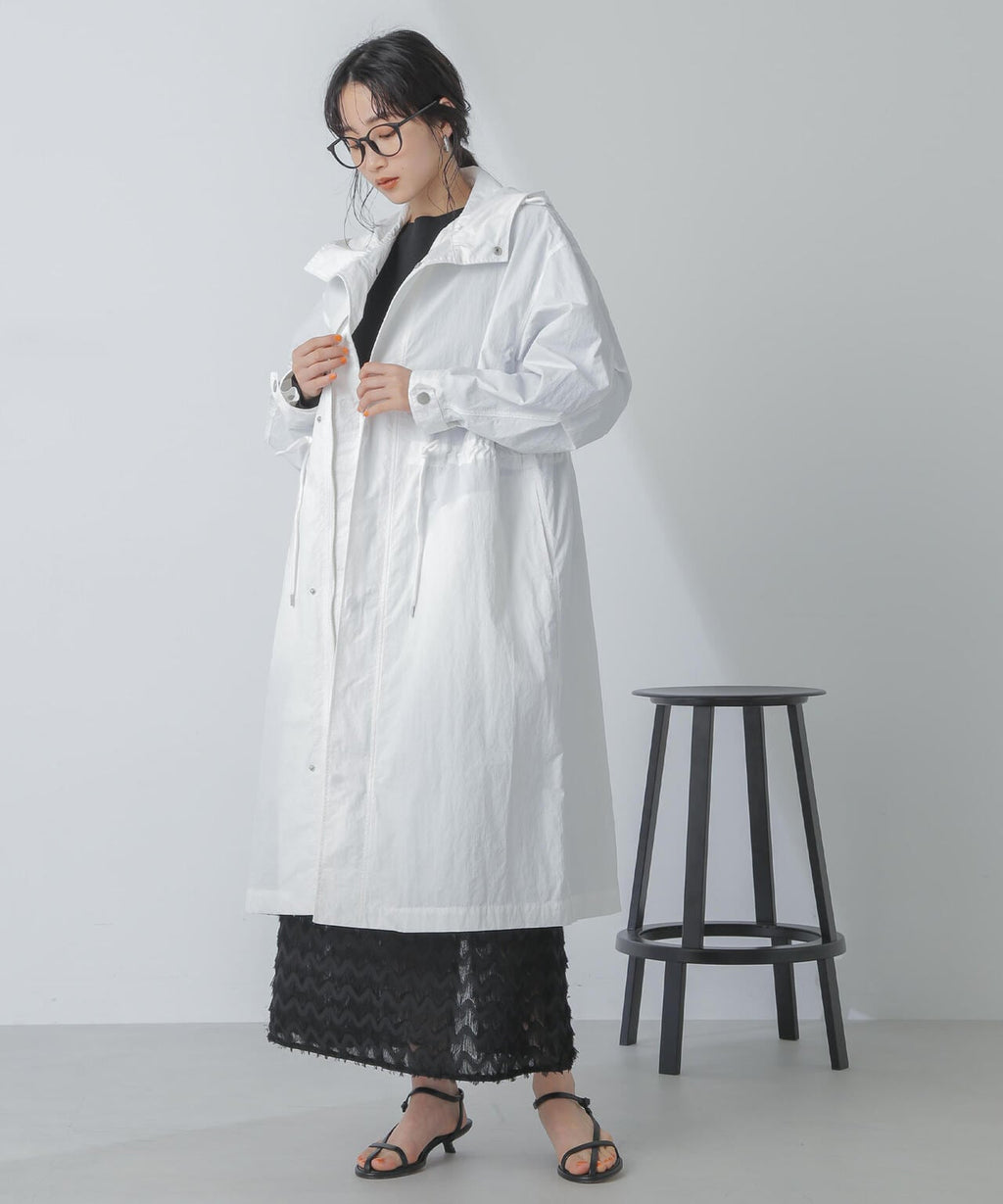 撥水＆花粉ガード加工フードロングコート