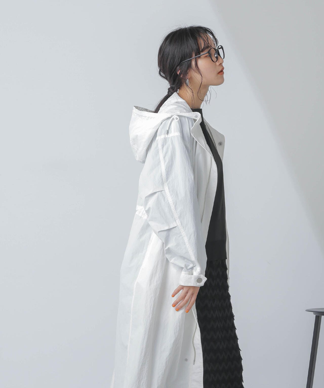 撥水＆花粉ガード加工フードロングコート