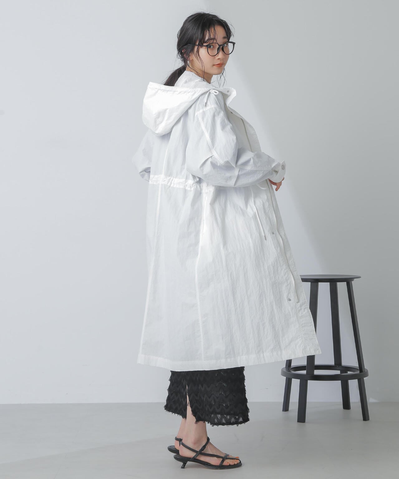 撥水＆花粉ガード加工フードロングコート