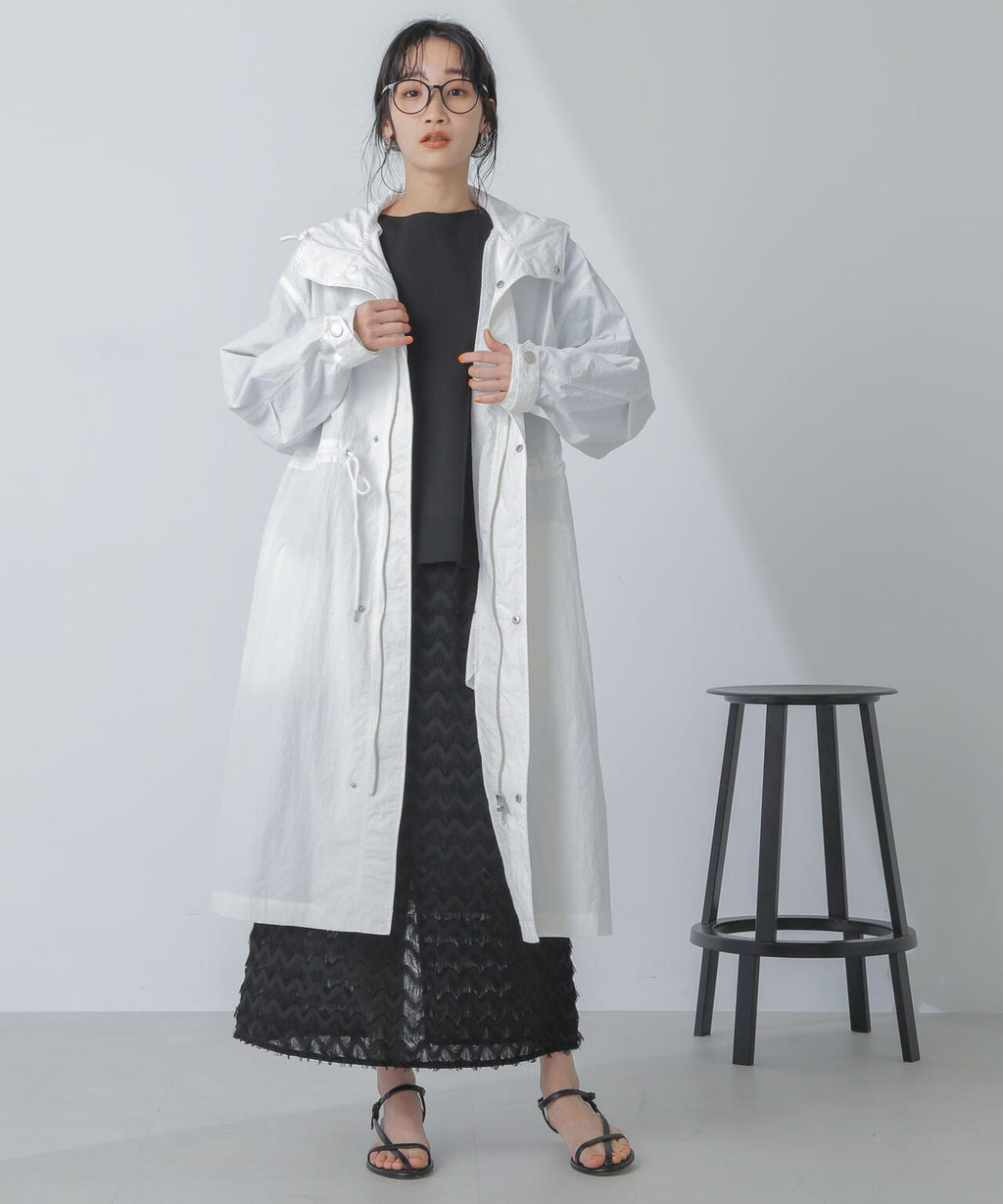 撥水＆花粉ガード加工フードロングコート