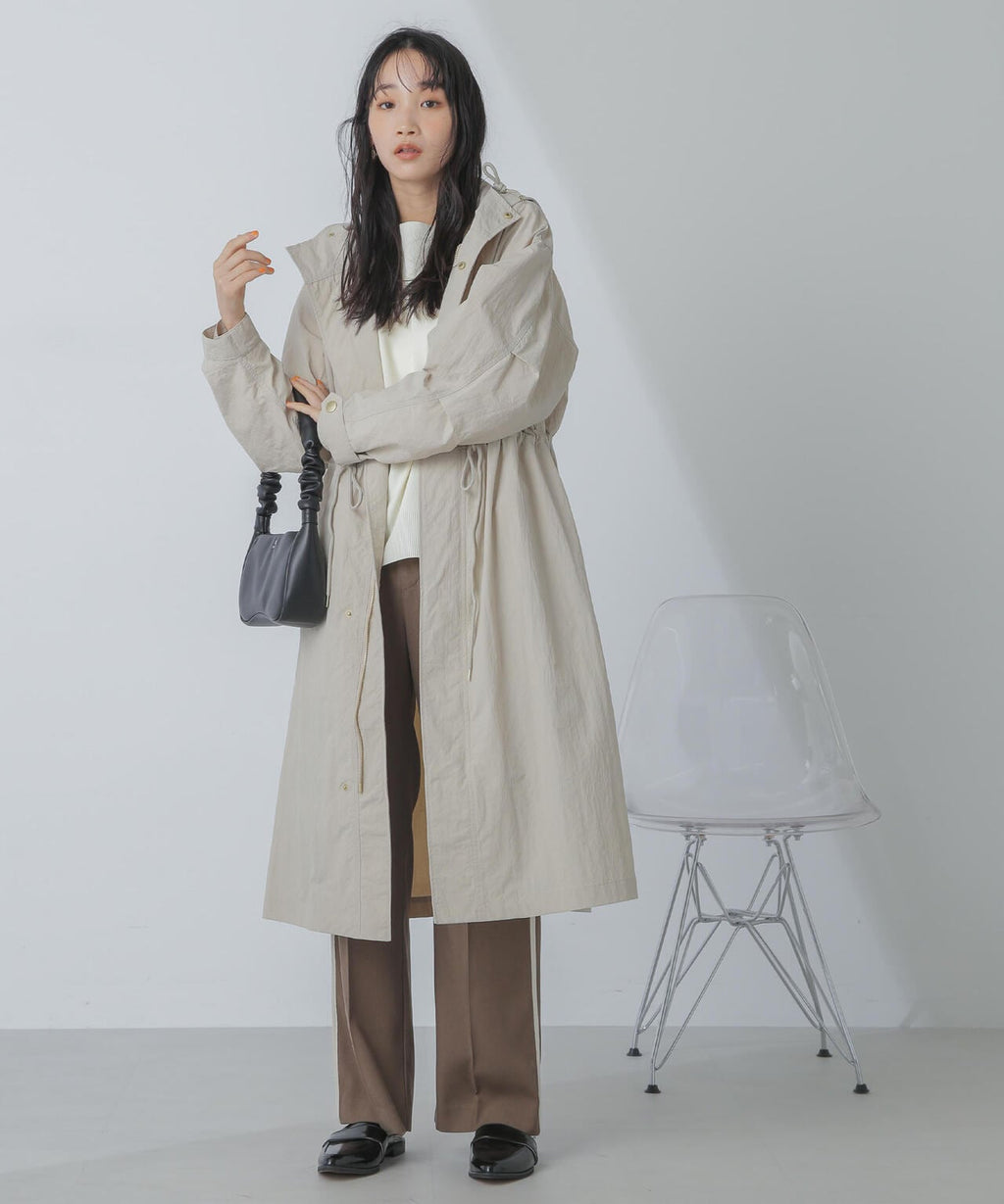 撥水＆花粉ガード加工フードロングコート