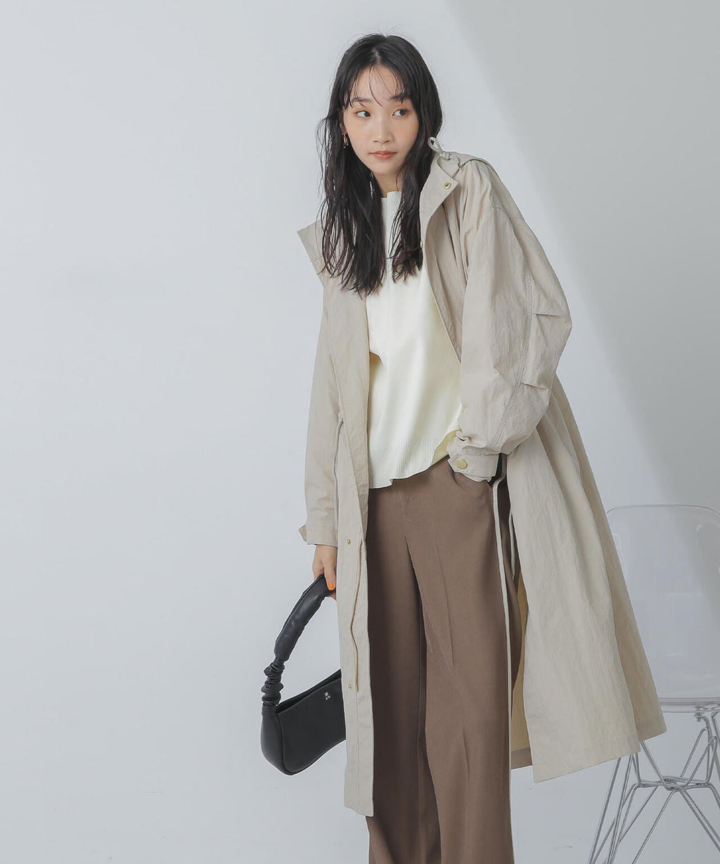 撥水＆花粉ガード加工フードロングコート