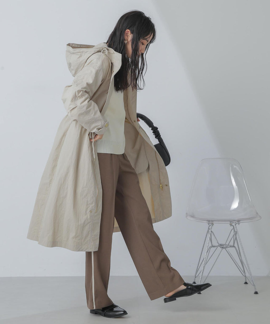 撥水＆花粉ガード加工フードロングコート