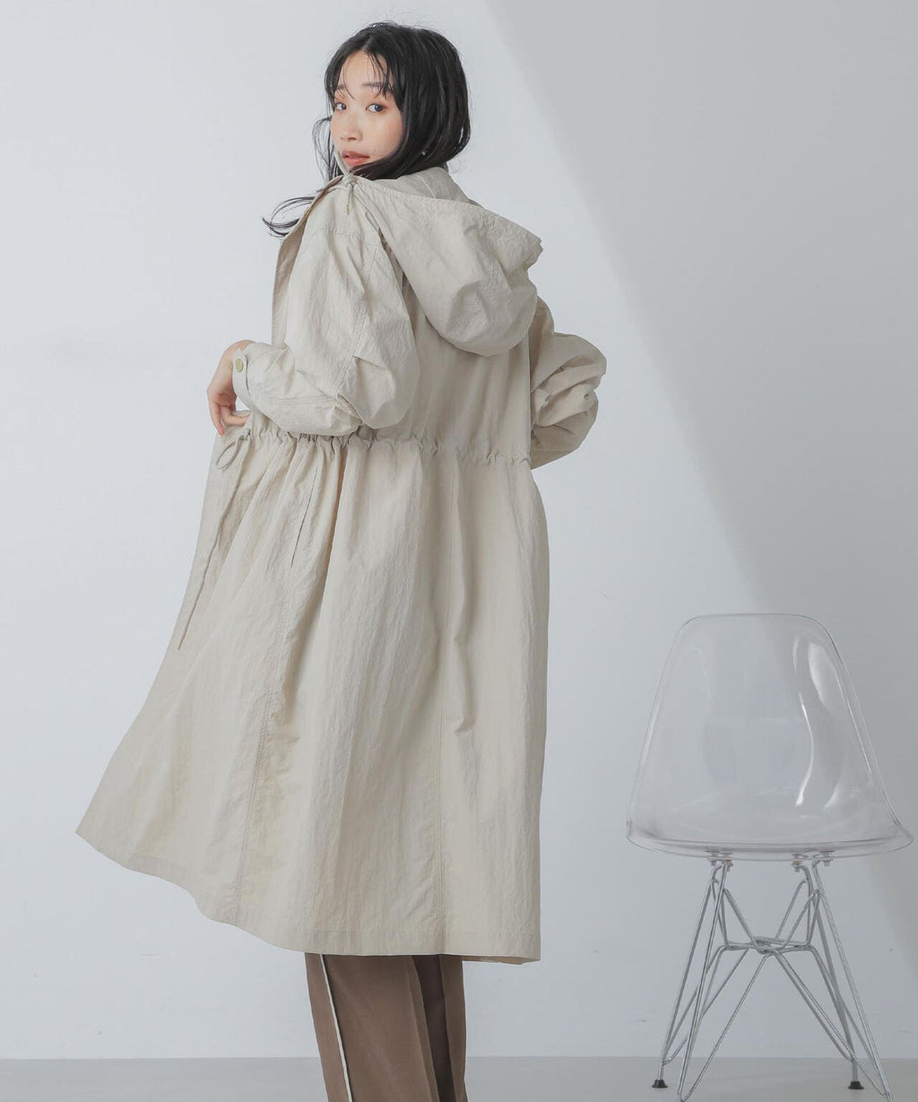 撥水＆花粉ガード加工フードロングコート