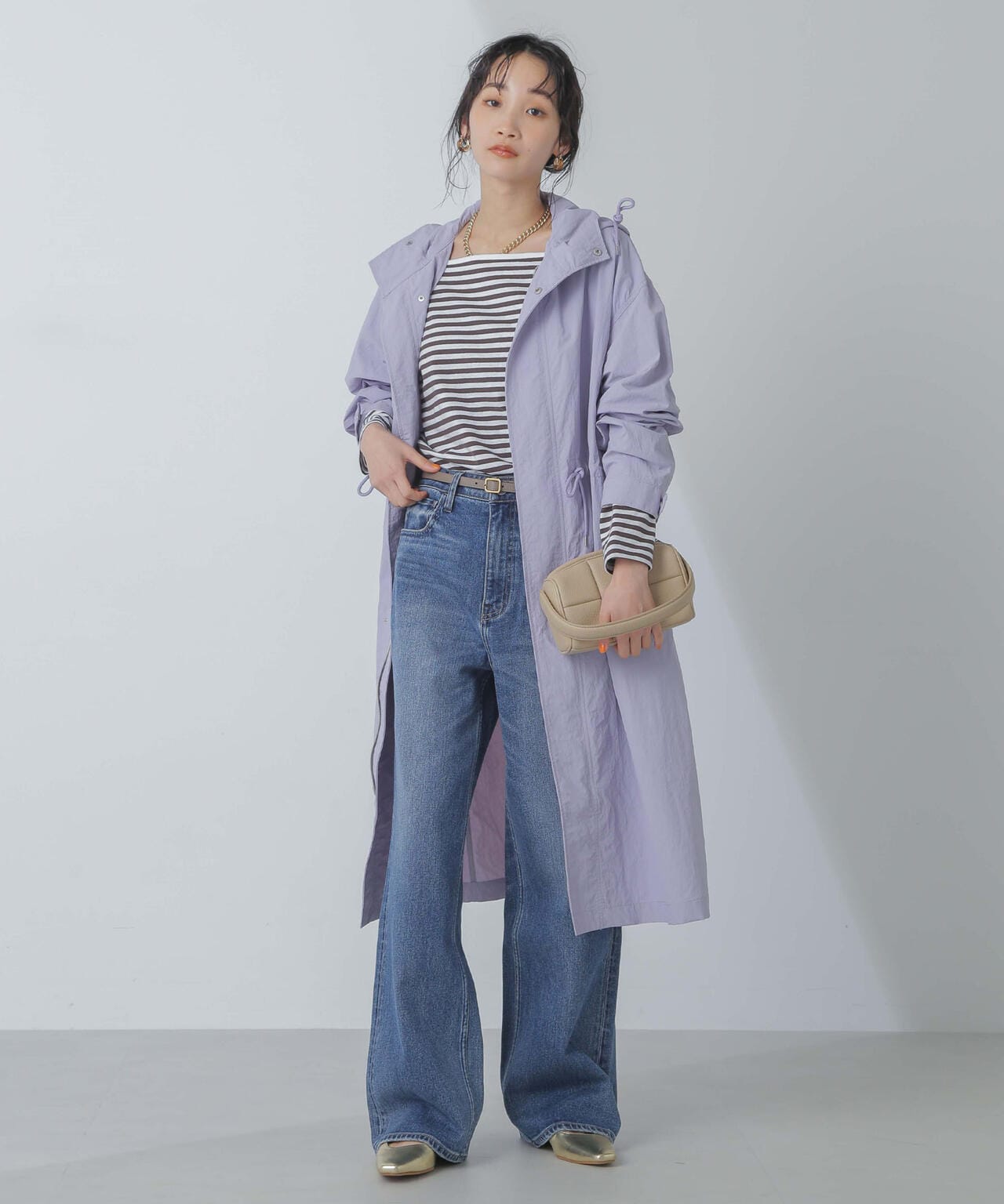 撥水＆花粉ガード加工フードロングコート