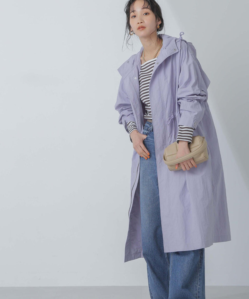 撥水＆花粉ガード加工フードロングコート