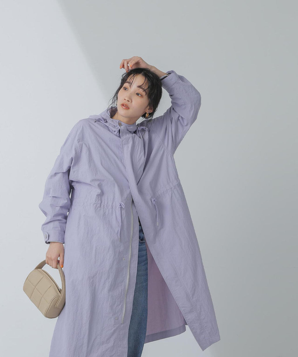 撥水＆花粉ガード加工フードロングコート