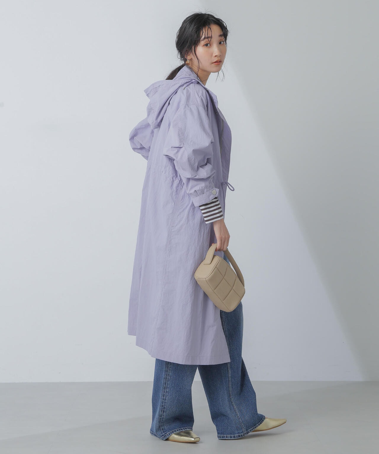 撥水＆花粉ガード加工フードロングコート