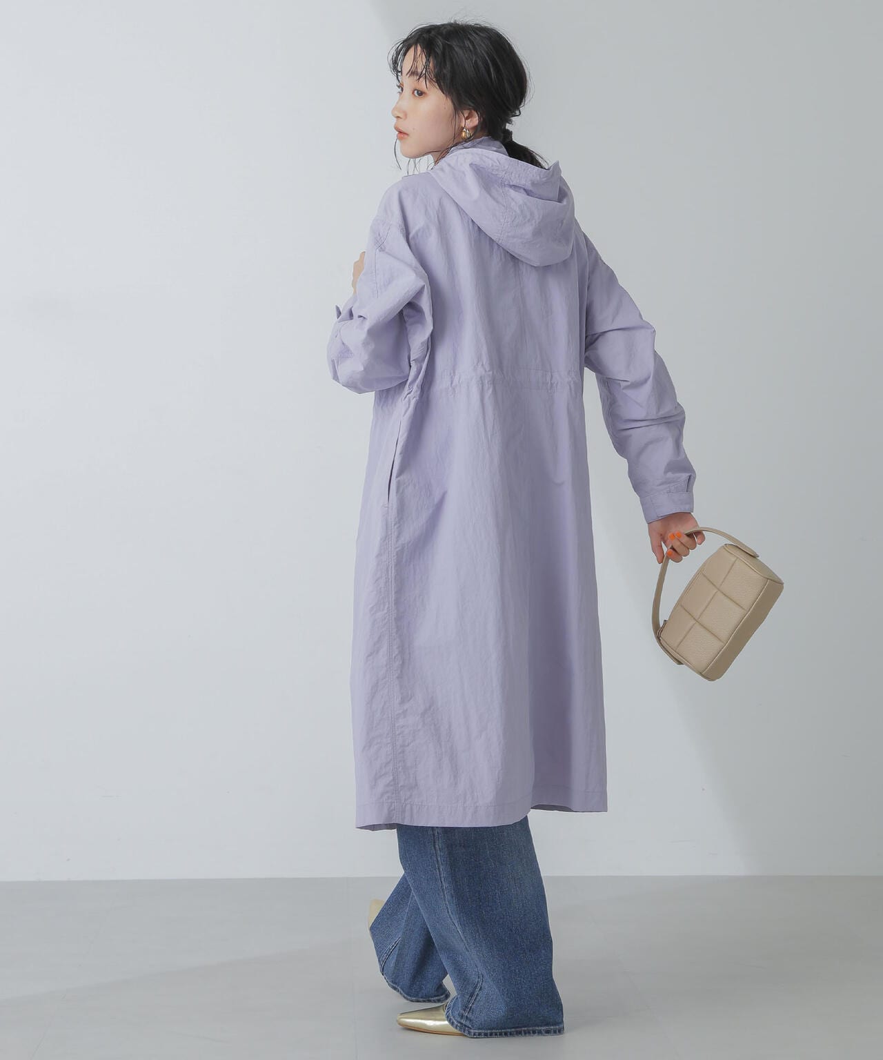 撥水＆花粉ガード加工フードロングコート