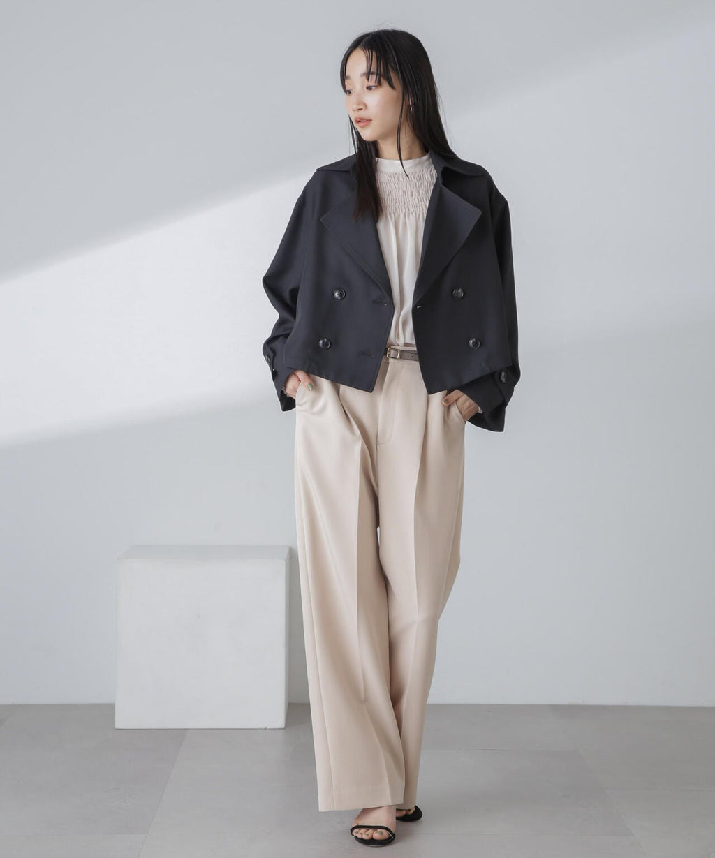 撥水&花粉ガード加工クロップドトレンチコート