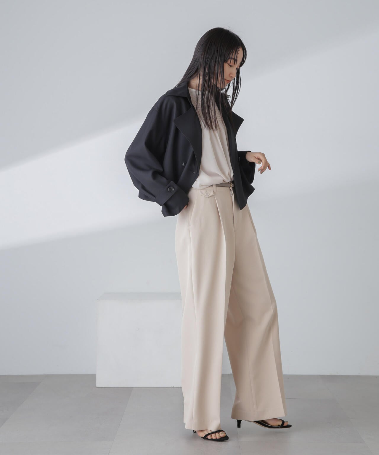 撥水&花粉ガード加工クロップドトレンチコート