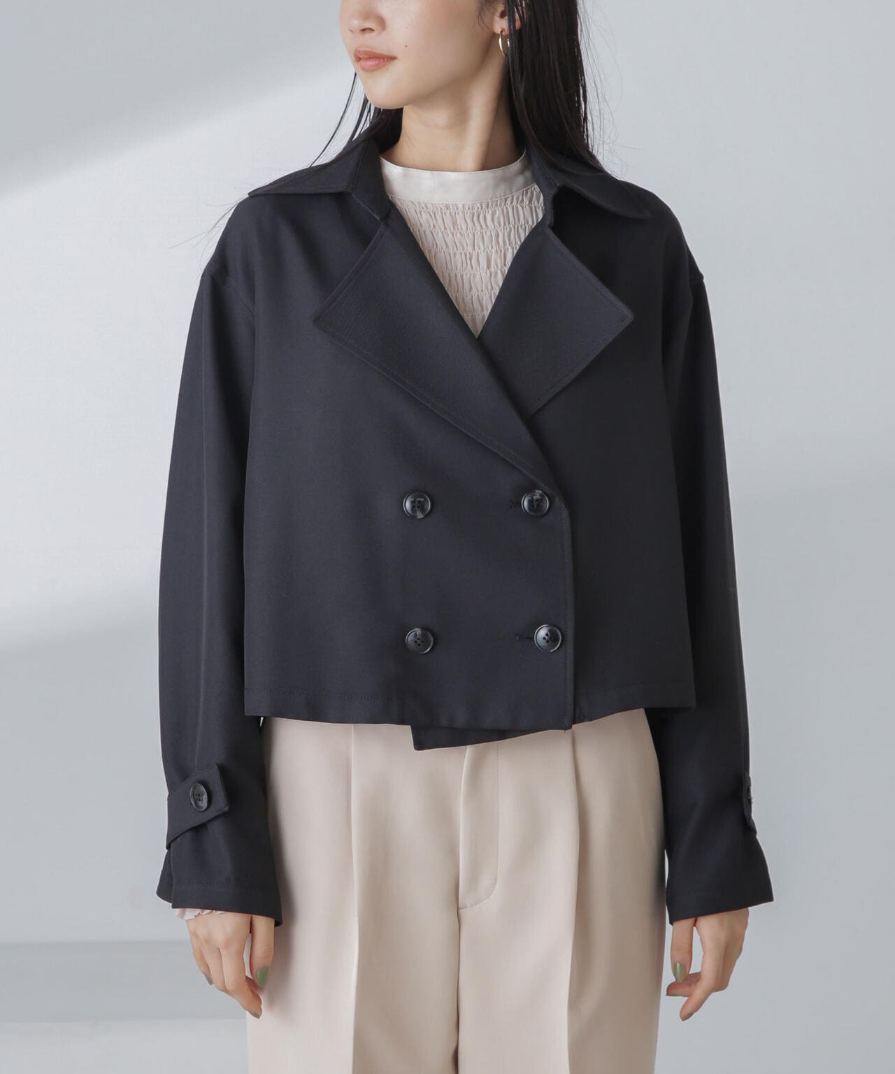 撥水&花粉ガード加工クロップドトレンチコート