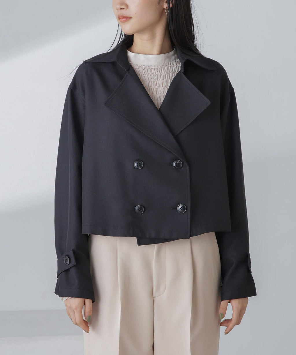 撥水&花粉ガード加工クロップドトレンチコート