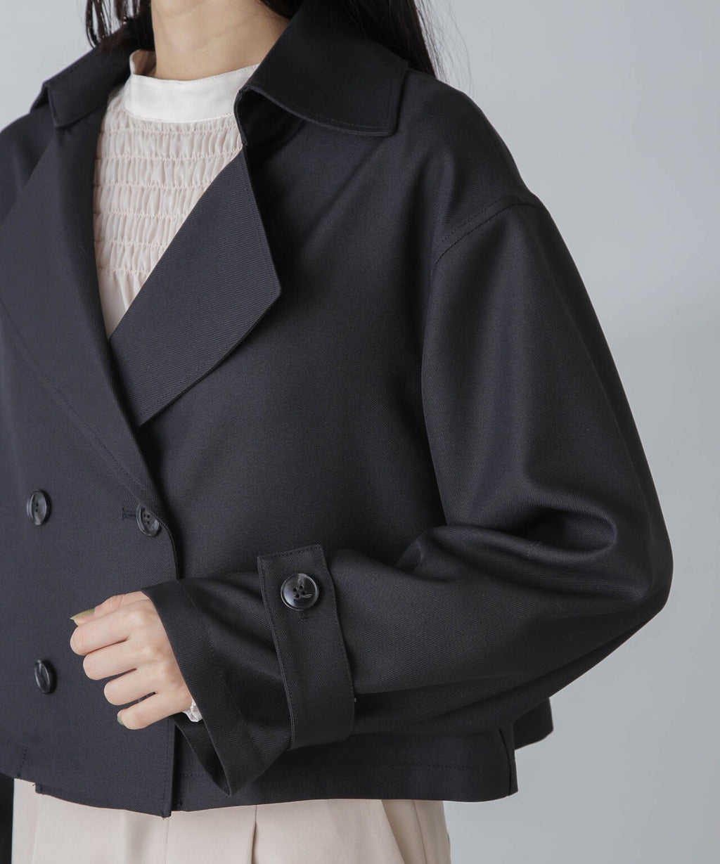 撥水&花粉ガード加工クロップドトレンチコート