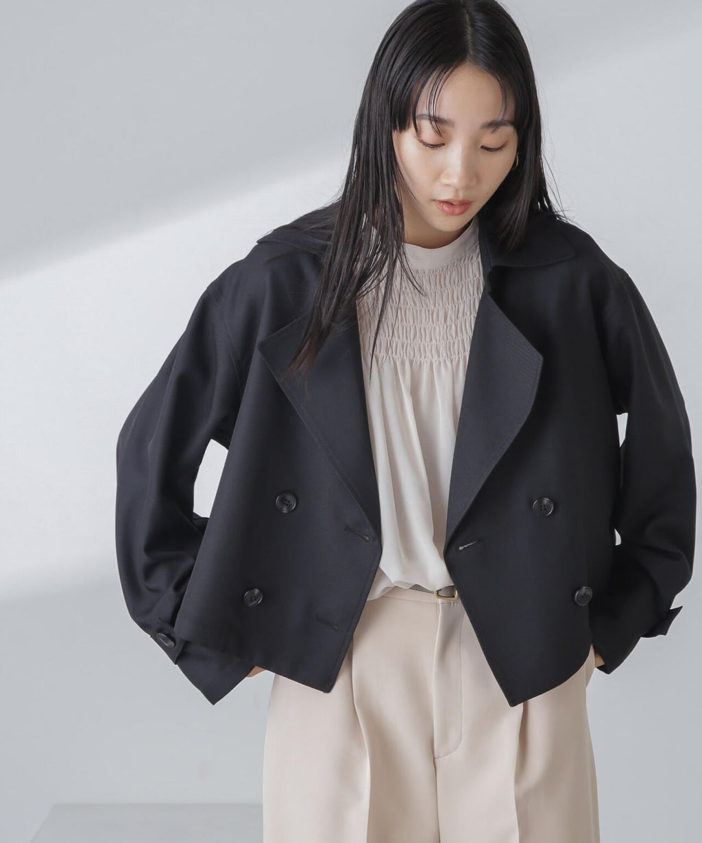 撥水&花粉ガード加工クロップドトレンチコート