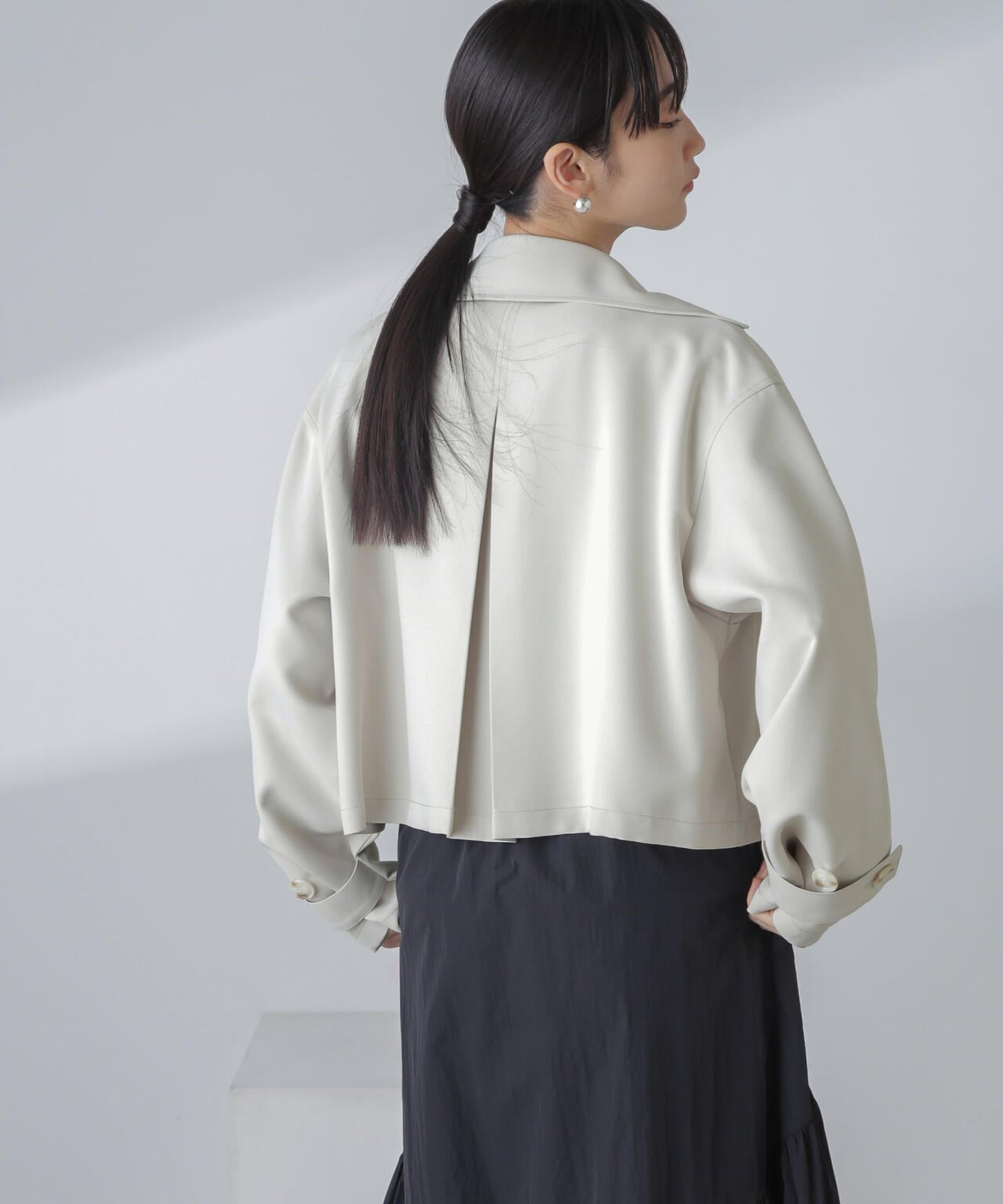 撥水&花粉ガード加工クロップドトレンチコート