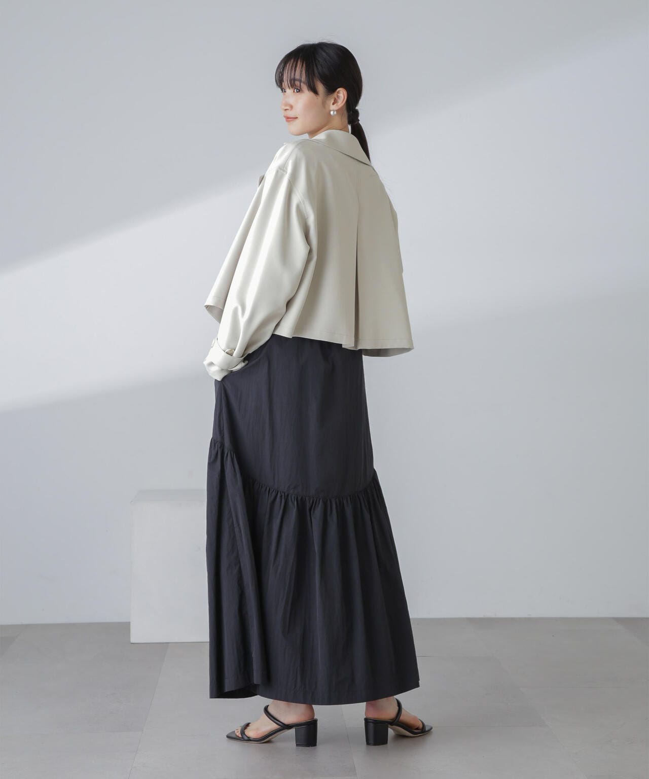 撥水&花粉ガード加工クロップドトレンチコート