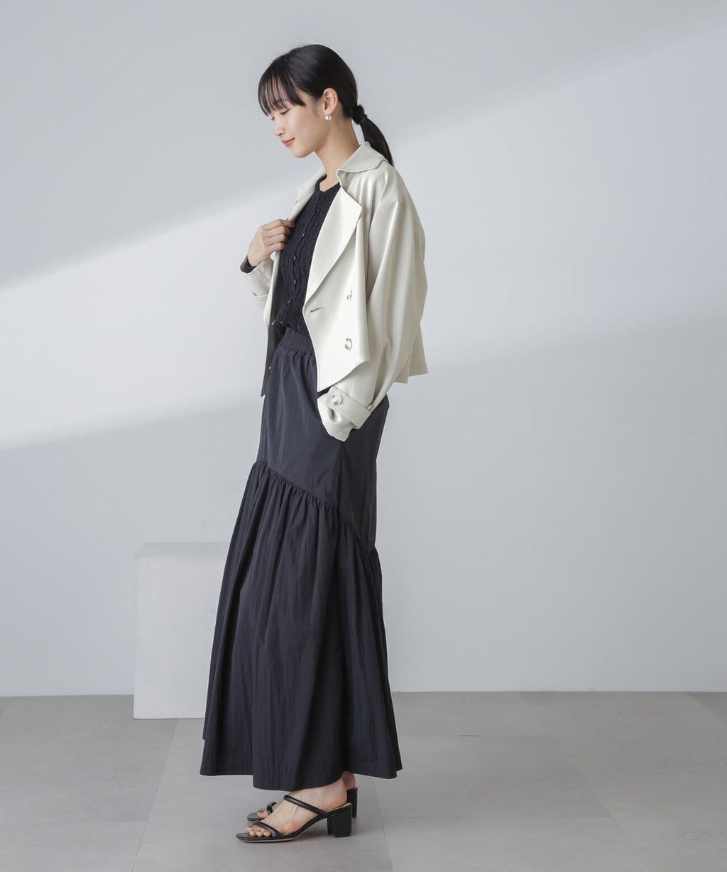 撥水&花粉ガード加工クロップドトレンチコート
