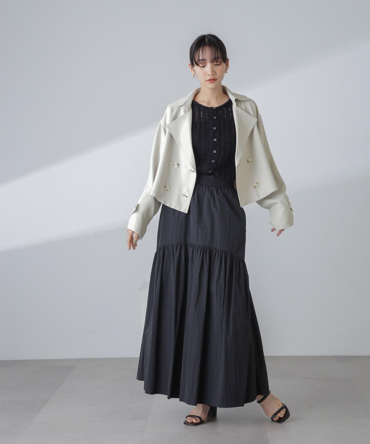 撥水&花粉ガード加工クロップドトレンチコート