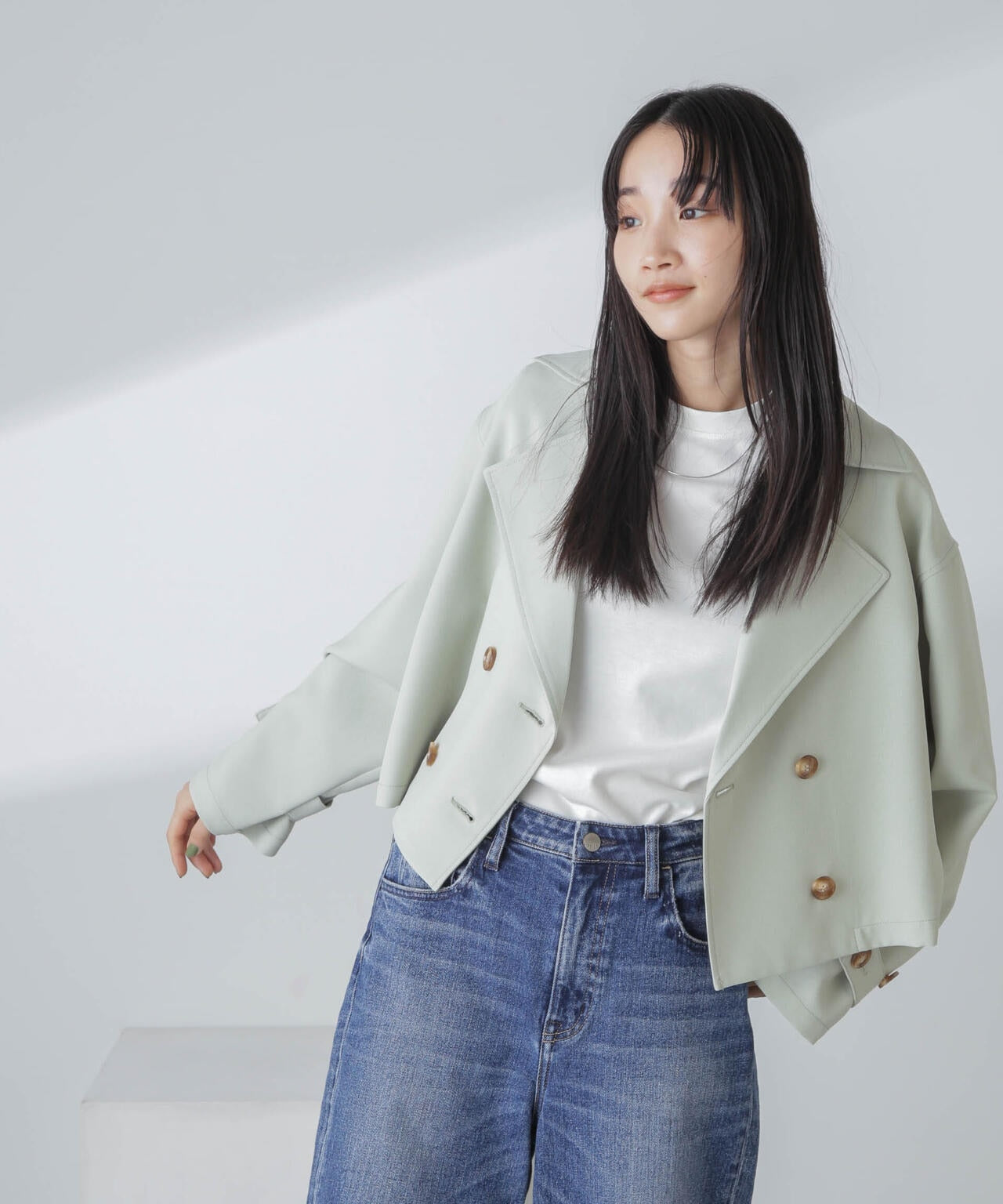 撥水&花粉ガード加工クロップドトレンチコート