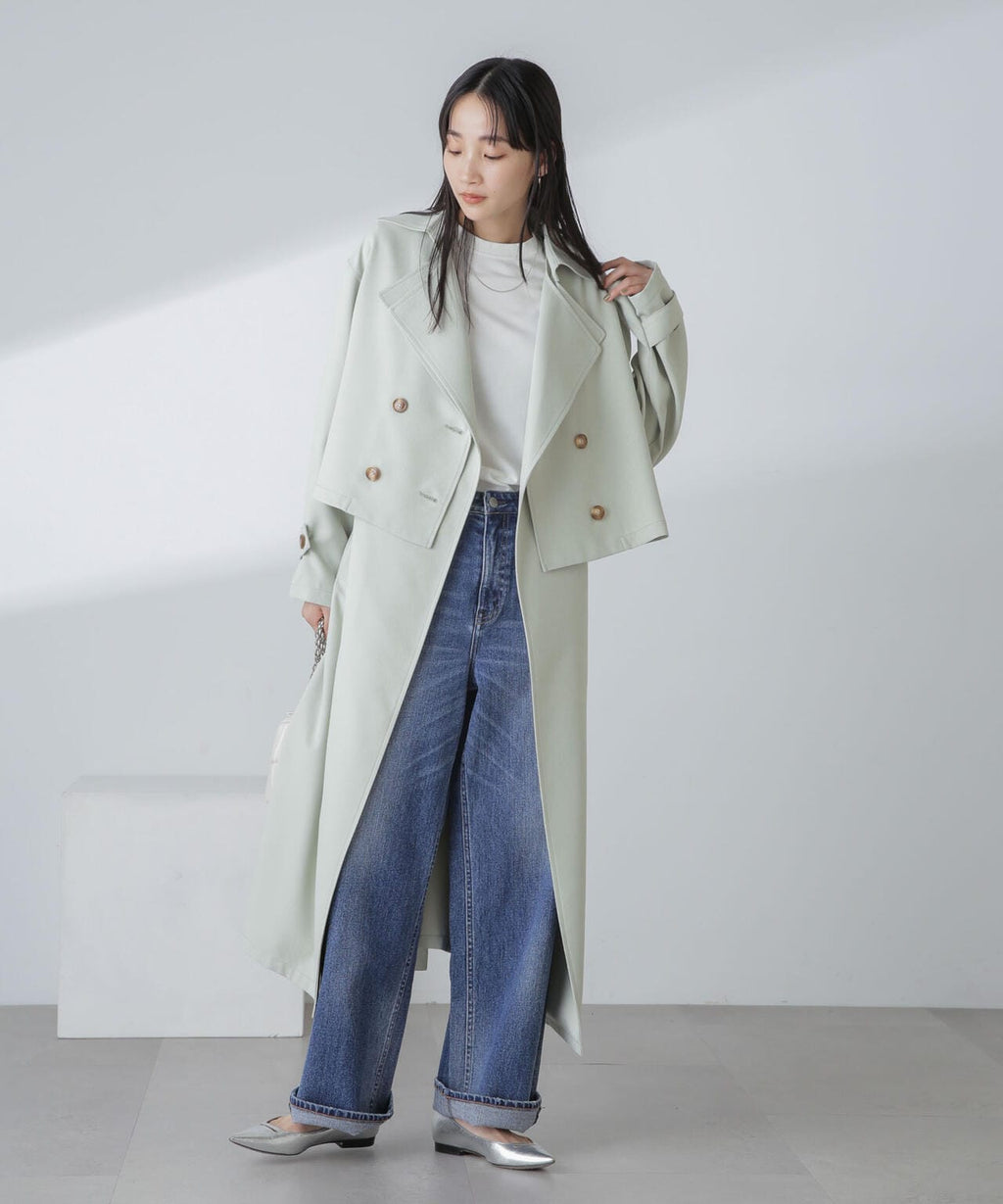 撥水&花粉ガード加工クロップドトレンチコート