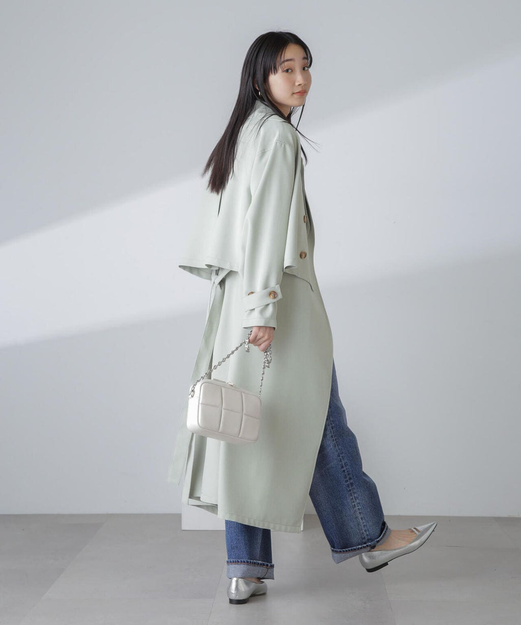 撥水&花粉ガード加工クロップドトレンチコート