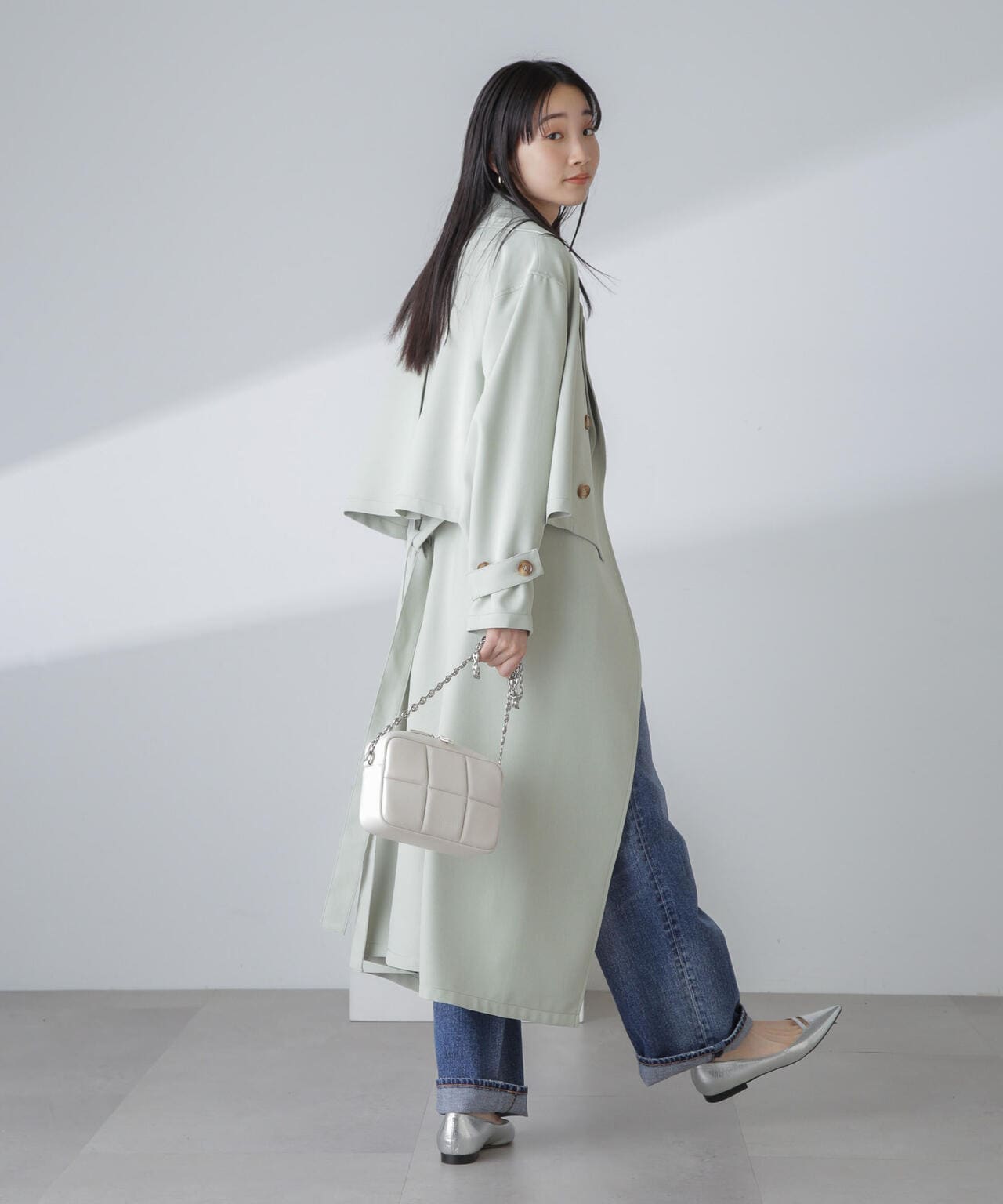 撥水&花粉ガード加工クロップドトレンチコート