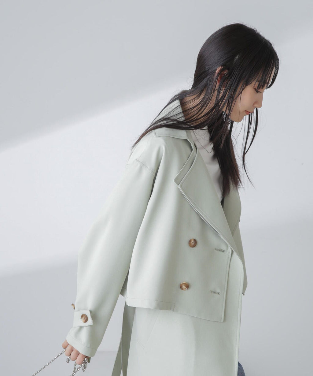 撥水&花粉ガード加工クロップドトレンチコート