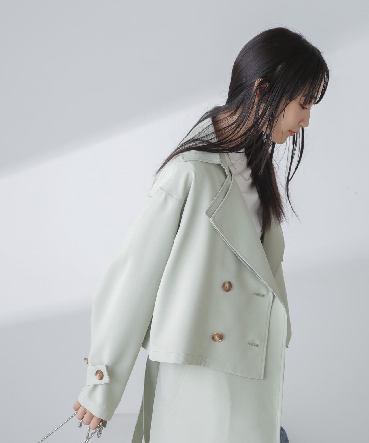 撥水&花粉ガード加工クロップドトレンチコート