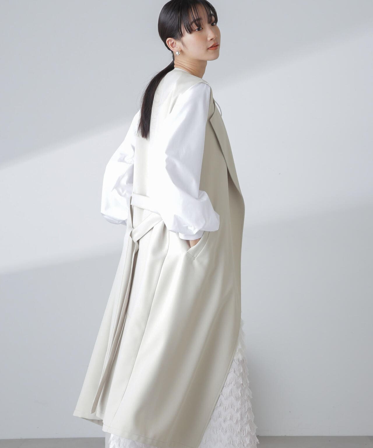 撥水&花粉ガード加工ロングジレ