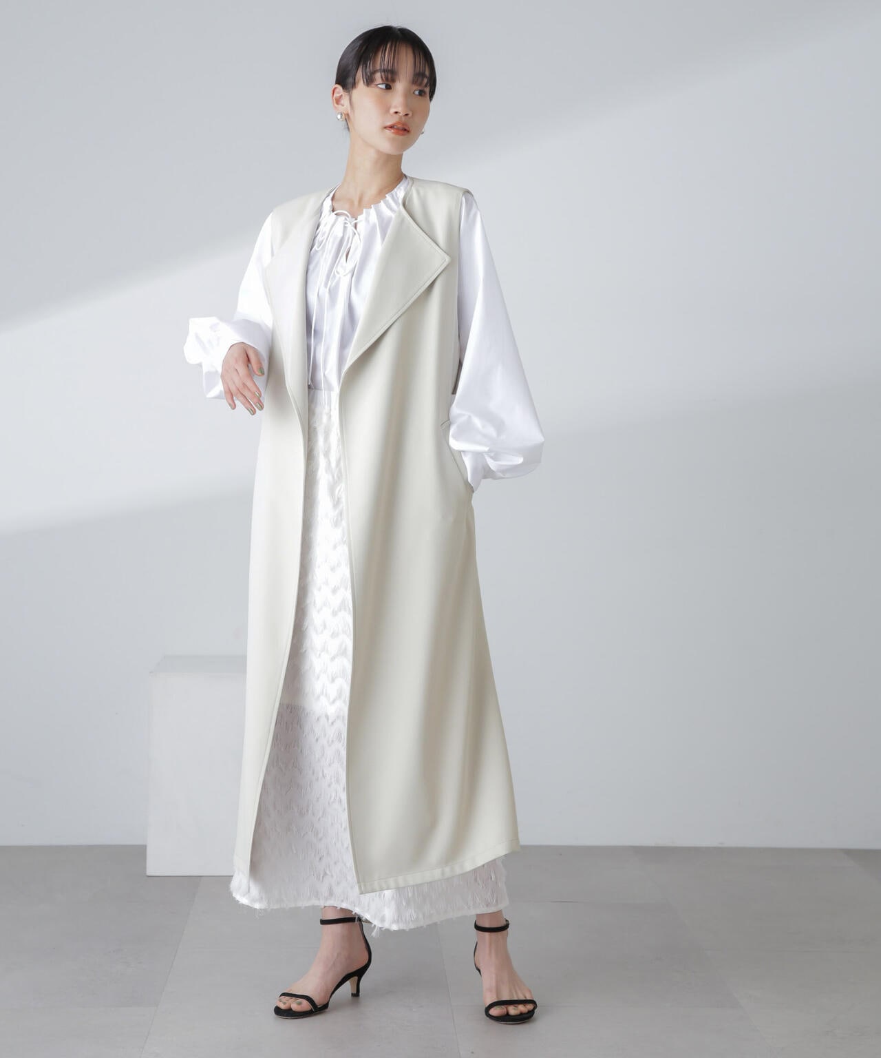 撥水&花粉ガード加工ロングジレ