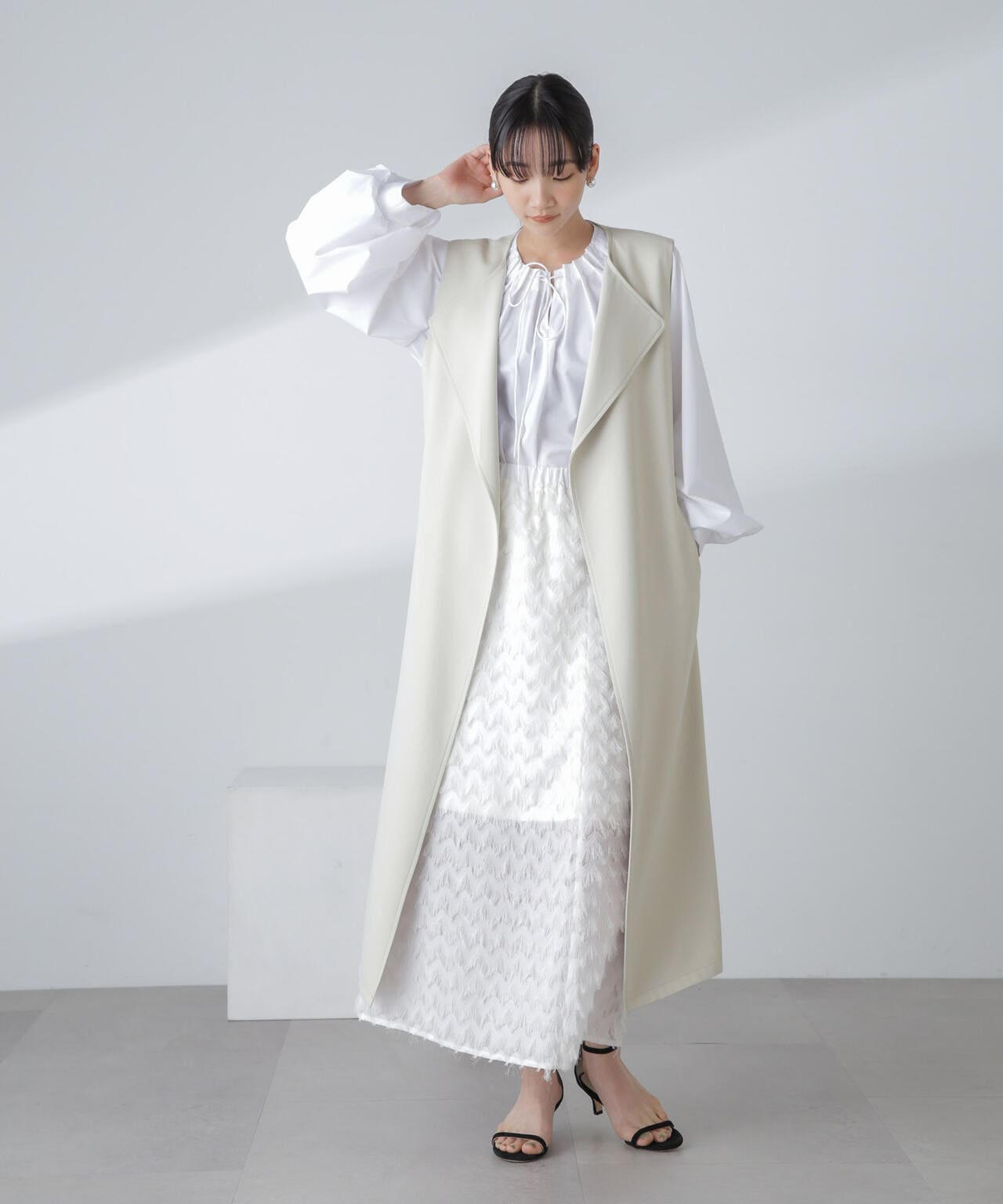 撥水&花粉ガード加工ロングジレ