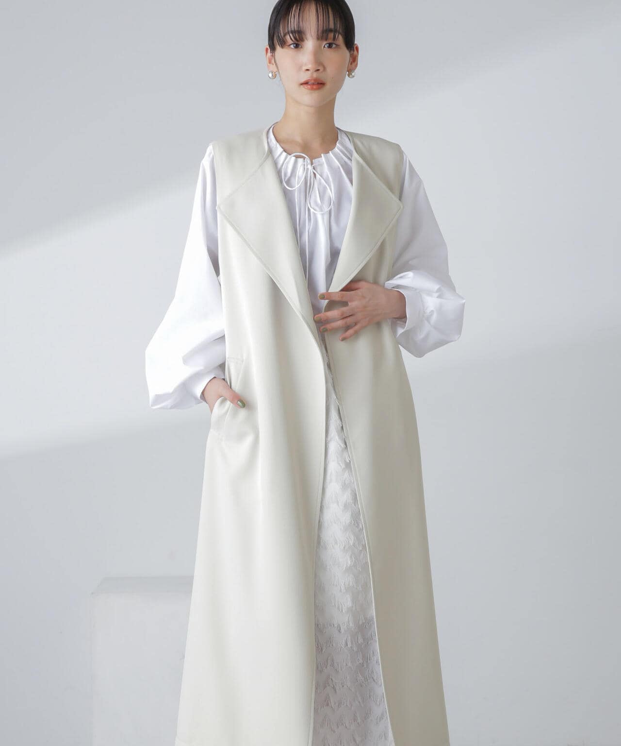 撥水&花粉ガード加工ロングジレ