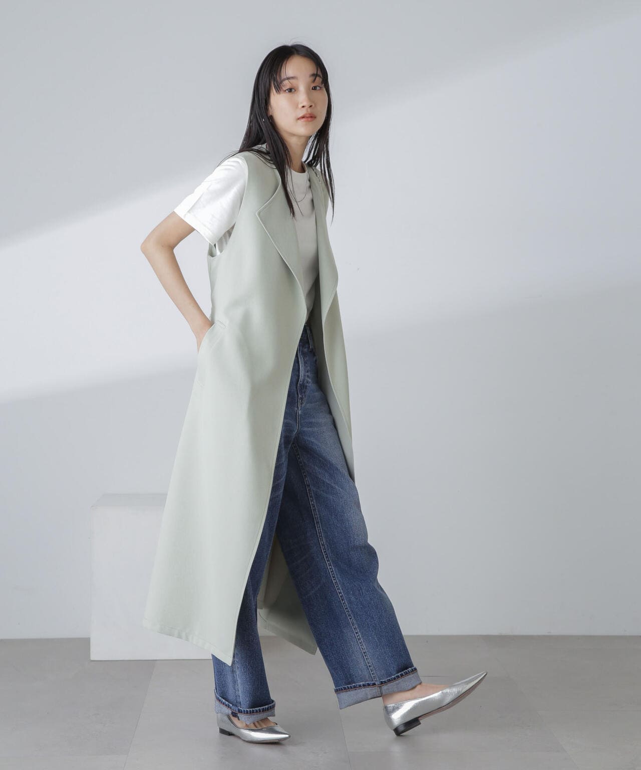 撥水&花粉ガード加工ロングジレ